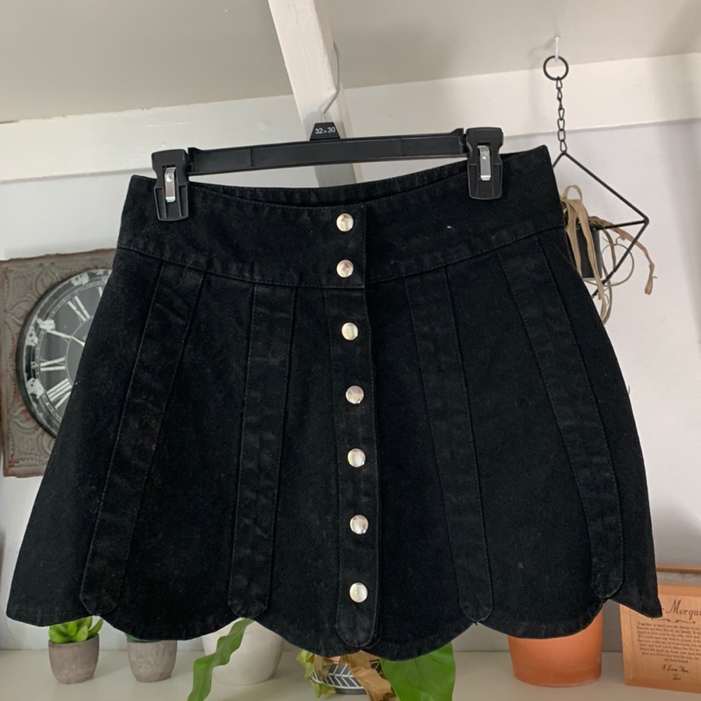 FP scalloped mini jean skirt